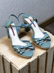 Sandalias de tacón de bloque para mujer Prada color azul talla UE: 38,5 - Imagen 1 de 13