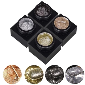 Silver Metal Glitter Gel Nail Polish 4 Colors Painted Metal Platinum Drawing Gel - Picture 1 of 12