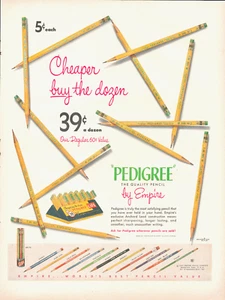 Vintage 1953 Pedigree Pencils By Empire Cheaper By The Dozen Advertisement - Picture 1 of 1