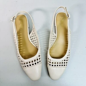 J.Crew Woven 11 Slingbacks in avorio polveroso BZ218 classico preppy minimalista - Foto 1 di 7