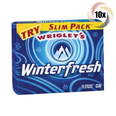 Full Box 10x Packs Wrigleys Winterfresh Slim Pack Gum | 15 Sticks Per Pack Foto 1 de 3