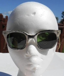 Vintage SAFETY GLASSES Green Steampunk Goggles Welding/movable eye guards Rare - Picture 1 of 5
