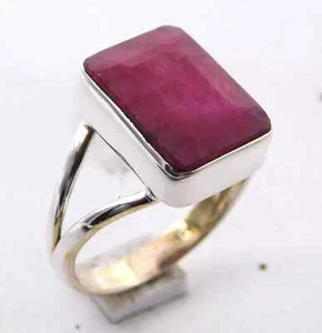 4.80 Gm Lab-Created Dyed Ruby Cut Stone Ring 925 Sterling Silver Ring Size 8" US - Picture 1 of 3