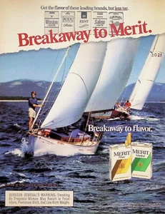VINTAGE 1980er Jahre Druckanzeige ~ Merit Cigarettes ~ Breakaway to Merit Breakaway to Geschmack - Bild 1 von 1
