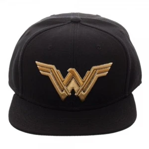 GORRA OFICIAL DC COMICS - SÍMBOLO DE MUJER MARAVILLA DE LA LIGA DE LA JUSTICIA NEGRA SNAPBACK (NUEVA) - Imagen 1 de 4