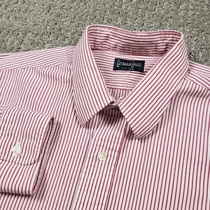 Gitman Bros Shirt Mens Large 16.5/34 Vintage Red White Stripe Button Made in USA - Picture 1 of 14