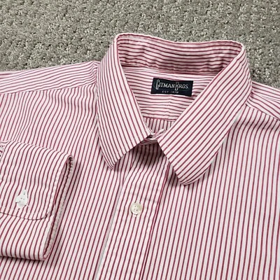 Gitman Bros Shirt Mens Large 16.5/34 Vintage Red White Stripe Button Made in USA - Image 1 of 4