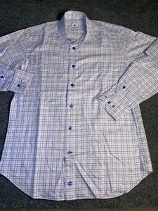 David Donahue Dress Shirt Mens Medium Multi Plaid Slim Fit Collared Button Down - Picture 1 of 8