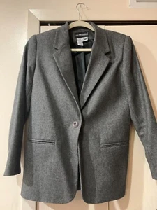 Sag Harbor SIze 6 Petite Wool Blazer Grey One Button Long Sleeve NWT - Picture 1 of 8