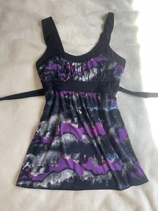 Crossroads Womens Black & Purple Mini Dress Y2k Vneck - Picture 1 of 6