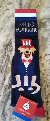 Calcetines Patrióticos 4 de Julio Perro Hasta la Rodilla Sensación Pawtriótico Talla 4-10 Azul Marino Foto 1 de 4