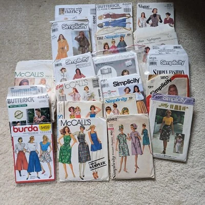 Butterick Simplicity Mccalls Vogue Etc  Clothes Patterns  Lot 20 Vintage 60's-90 - Image 1 of 4
