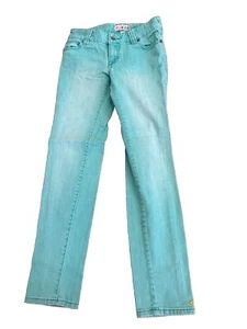 Roxy Jeans Girls Vtg Y2K 14 Green Denim Straight Leg Skinny Fits Women 0 - Picture 1 of 12