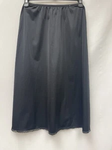 "Vintage Vanity Fair Nylon Negro Medio Deslizamiento, Dobladillo de Encaje - Estilo 11-711 Talla S 26""" - Imagen 1 de 3