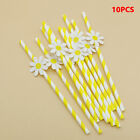 10Pcs Sweet Daisy Flower Disposable Paper Straws Bar Drinking Straws Birthdaywf