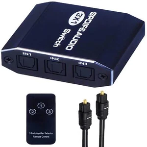 3 in 1out Aluminum Alloy Spdif Toslink Optical Digital Audio Splitter Switch Hub - Picture 1 of 8