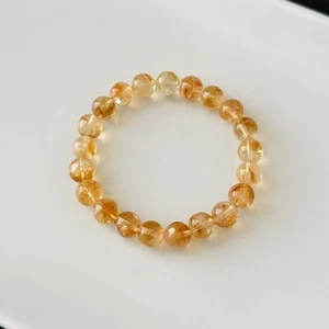 Citrine Stone Bracelet Light Yellow Citrine Crystal Gemstone Stretch Bracelet - Picture 1 of 3