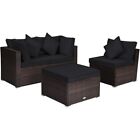 4 Pcs Patio Rattan Furniture Set Sofa Ottoman Cushion Garden Outdoor Sectional