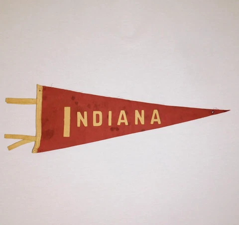 Vintage Antique 1930s INDIANA UNIVERSITY HOOSIERS Felt on Felt College Pennant Cover