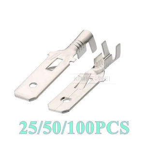 Pala de cableado eléctrico de 6,3 mm estañado crimpado enchufe macho pasador terminales contacto nuevo - Imagen 1 de 2