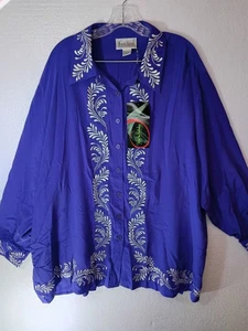 Diane von Furstenburg lockere Passform Bluse Seide Assets Knopfleiste Größe 3X  - Bild 1 von 7