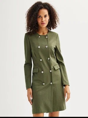 NOVO! Vestido trincheira Nanette Lepore Olive peito duplo tamanho 8 - Imagem 1 de 4