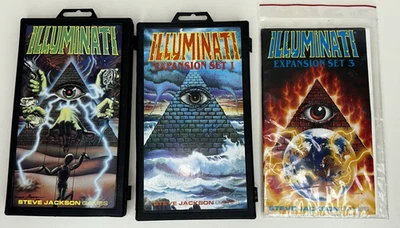 Jogos Illuminati Steve Jackson com Conjuntos de Expansão 1-3 Conspiração Antiga Rara LEIA - Imagem 1 de 4