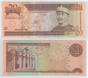 Low Serial 0000784, Dominican Republic 20 Pesos Oro 2003 P-169c UNC - Picture 1 of 1