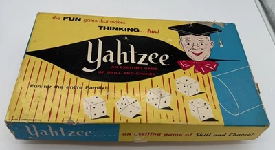 复古 1956 年原版雅赫兹骰子棋盘游戏 E.S. Lowe Co #950 — 第 1/4 张图片