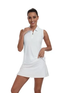 Damen Reißverschluss ärmellos Golf Polo Shirt atmungsaktiv Sport aktiv Tennis Tank Top - Bild 1 von 72