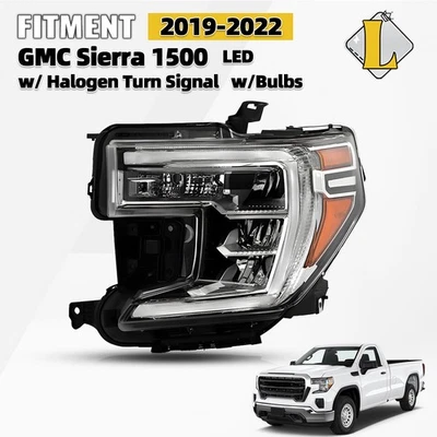 For 2019-2022 GMC Sierra 1500 LED Headlight w/ Halogen Turn Signal Left Side - Imagem 1 de 4