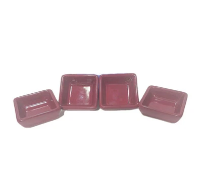 Pampered Chef 4 Piece Petite Square Dishes Cranberry Colored Simple Additions - Image 1 of 4