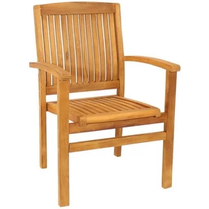Solid Teak Wood Stackable Outdoor Dining Armchair - Light Brown by Sunnydaze - Picture 1 of 9