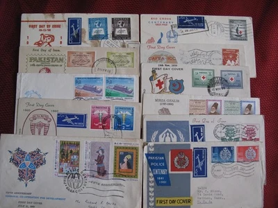 PAKISTAN Lot of 10 FDC Police, Red Cross,Airmail, Registered UN First Day Covers - Image 1 of 4