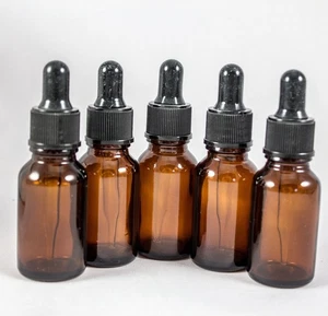 Braunglas Tropfflaschen 15 ml für ätherische Öle 5 Stück NEU - Bild 1 von 3