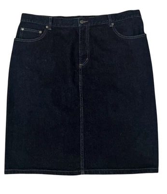 LRL Lauren Jeans Co Falda Denim Para Mujer’s 16 Azul Oscuro Abertura Trasera Occidental Nueva Foto 1 de 4