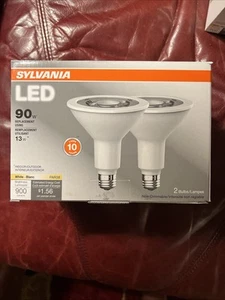 SYLVANIA PAR38 Flood LED Light Bulb, 90W = 13W, 3000K, White, Non-Dimmable, 2 Pk - Picture 1 of 1