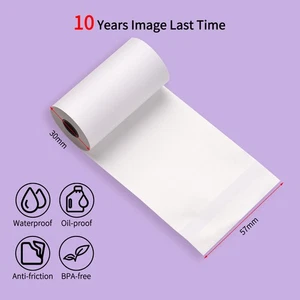 10 Rolls 57x30mm Direct Thermal Paper White Receipt Printing Paper Non-Adh TDW - Afbeelding 1 van 9