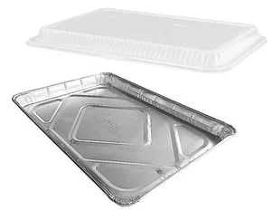 Handi-Foil Half 1/2 Size Sheet Cake Aluminum Foil Pan w/Clear LOW Dome Lid 10/PK - Picture 1 of 2