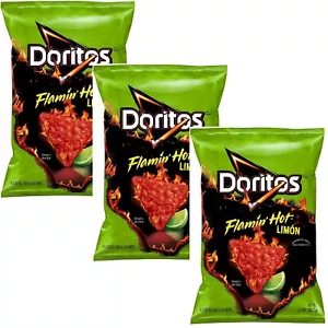 Doritos FLAMIN HOT LIMON Flavored Tortilla Chips Bag Snacks (3 Bags) 9924 - Picture 1 of 7