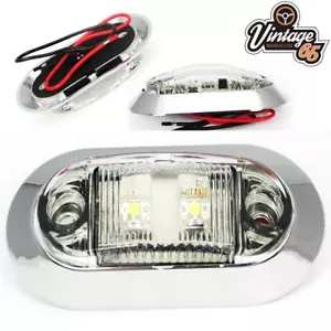 Classic Car Boat Camper 12/24v White LED Retro Chrome Courtesy Interior Light - Picture 1 of 3