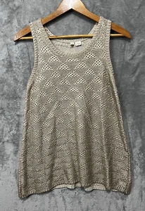 Moth Anthropologie ärmelloser Pullover metallic gold beige Large schwer - Bild 1 von 5