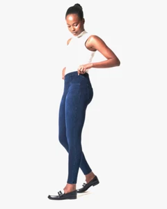 SPANX JEAN-ISH ANKLE L Twilight Rinse Blue Denim Pull On Stretch Legging Jegging - Bild 1 von 12