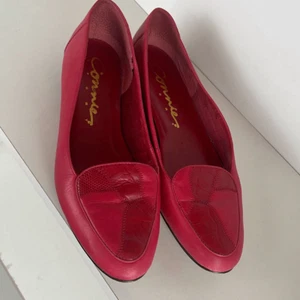Connie Sport Red 80s Patchwork Leather Flats 7.5 - Picture 1 of 10