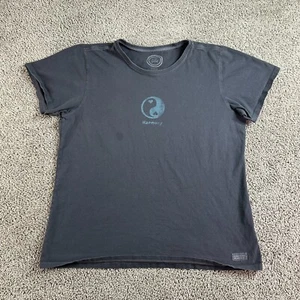 Life Is Good Shirt Womens Extra Large Gray Blue Harmony Yin Yang Classic Fit - Picture 1 of 8