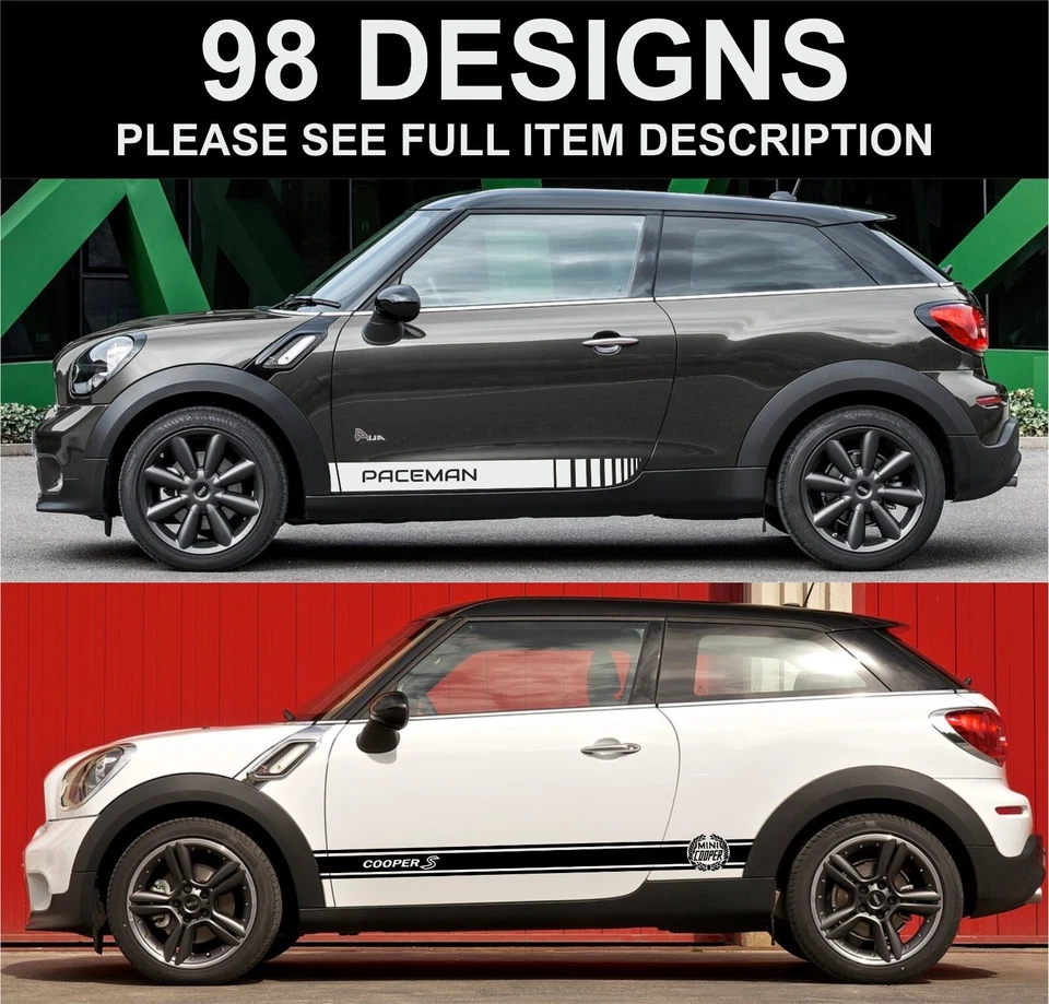mini paceman strisce laterali decalcomanie adesivi cooper s cooper d cooper sd tutti e 4 - Immagine 1 di 1