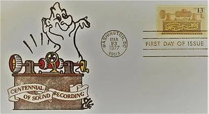 USA HAND PAINTED RICHARD ELLIS ANIMATED CACHET FDC 1977 SOUND RECORDING - Picture 1 of 1