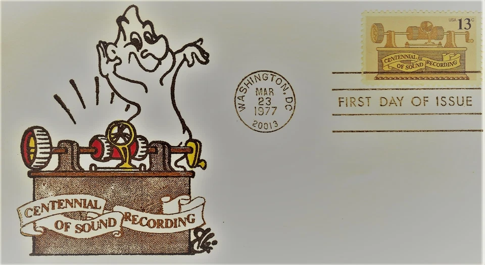 USA HAND PAINTED RICHARD ELLIS ANIMATED CACHET FDC 1977 SOUND RECORDING - Image 1 of 1