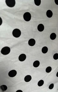 Vintage 1990s Cotton Percale Black White Polka Dot Fabric 2.5 Yd - Picture 1 of 3