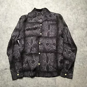 Camicia All Saints Viper uomo XS grigia stampa pelle di serpente campeggio viscosa colletto ad anello - Foto 1 di 12